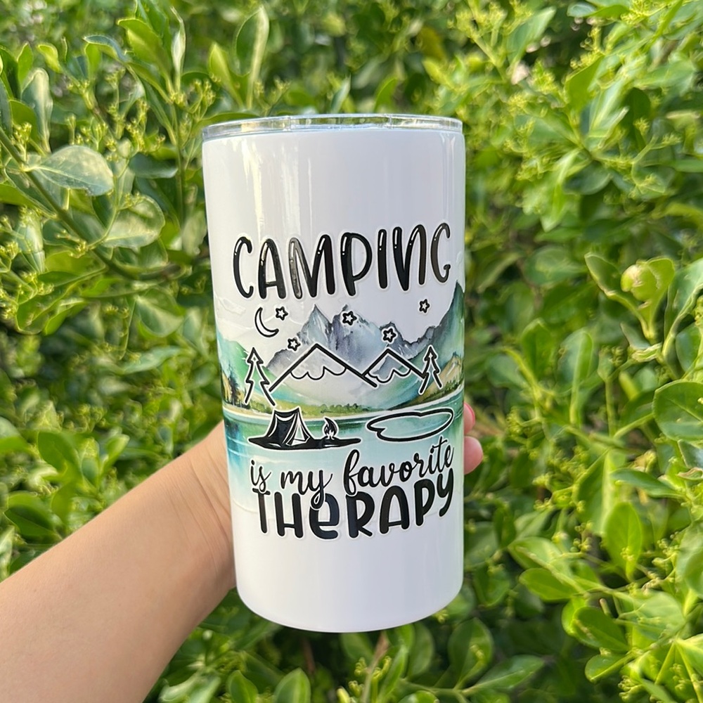 Handcrafted Camping Therapy Tumbler Stainless Steel